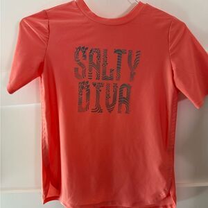 Ocean + Coast Salty Diva Coral Orange Graphic Rashguard Swim Tee